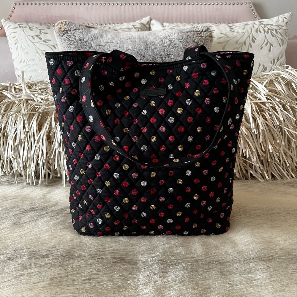 VERA BRADLEY Havana Dots 2017 Snap Medium Tote Black Red Shoulder Lightweight